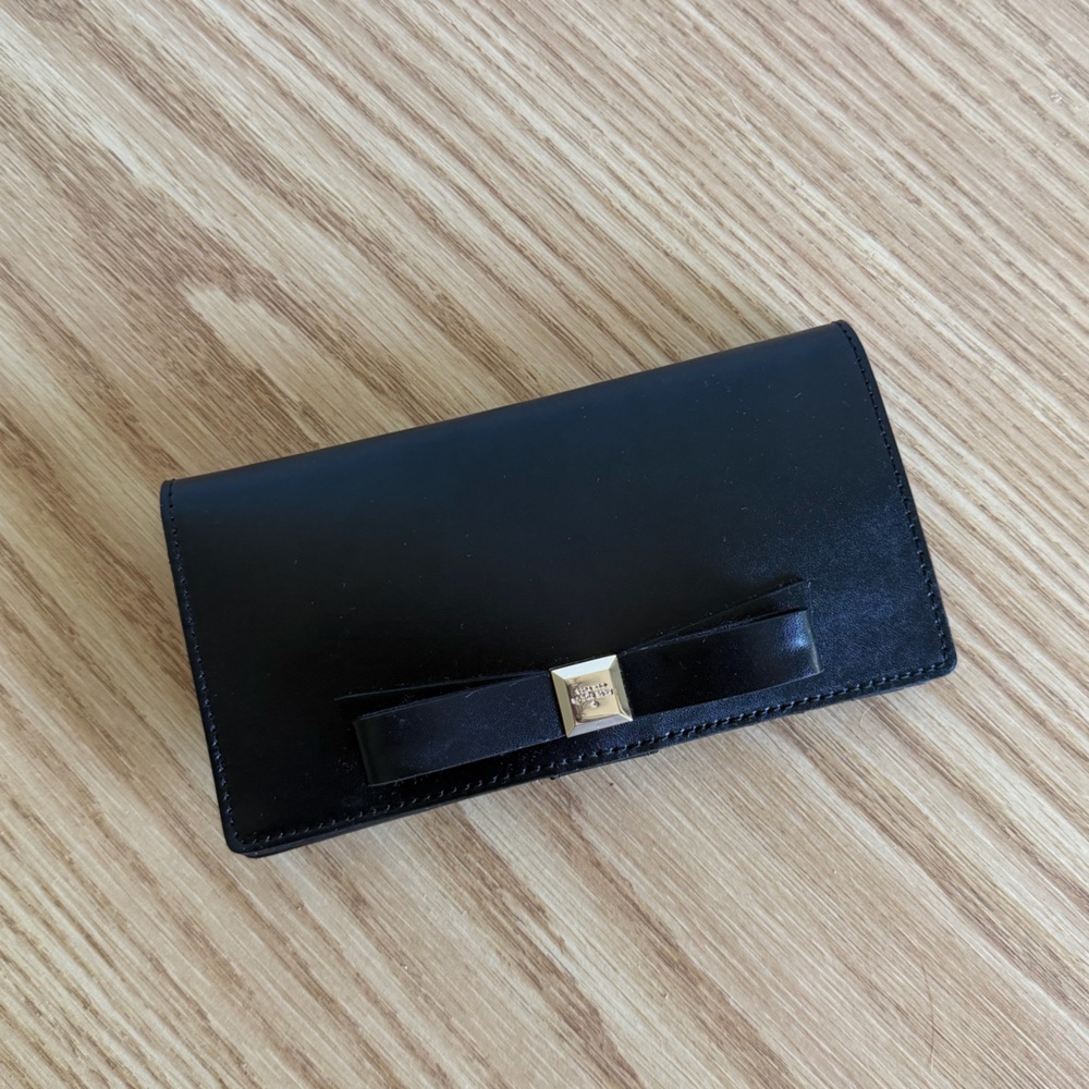 Black Wallet with Bow Accent